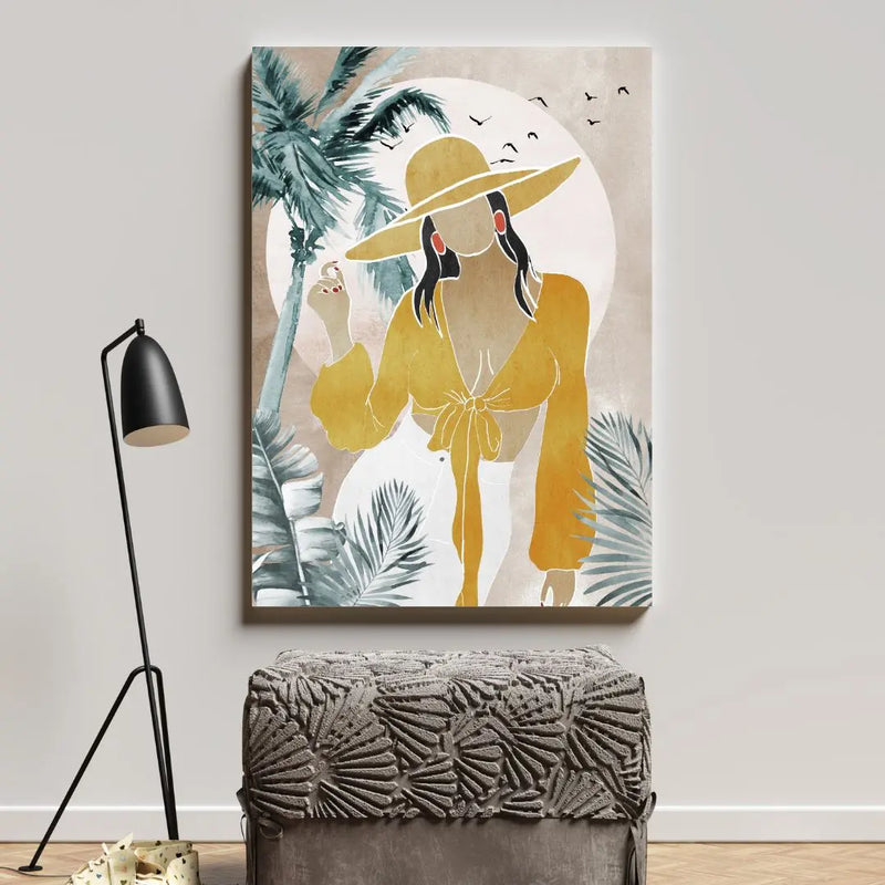 Janu Yellow Beach Girl Janu Canvas